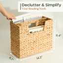 CHI AN HOME Wicker Magazine Basket, Handwoven Water Hyacinth Storage Bin & Organizer for Files, Books, Newspapers, Documents, Decorative Storage Bin with Handle for Office, Living Room, Dorm, Bathroom