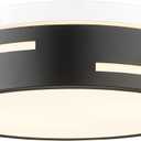 AUTELO Black Ceiling Light, 12" Industrial Flush Mount Ceiling Light, 2-Light Ceiling Light Fixture in Metal Finish with Frosted Glass Shade, Light Fixtures Ceiling Mount for Bedroom, C3871 BK E26