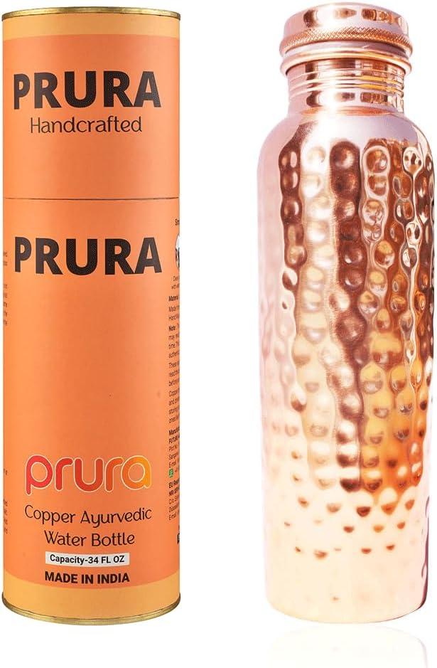 Hammered Copper Water Bottle Pure Copper Water Vessel - Ayurvedic Water Bottle Drink More Water Large - Leak Proof