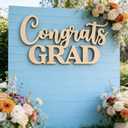 "Congrats Grad" Sign for Backdrop, Wooden Congrats Graduation Sign Class of 2026 Grad Party Sign Photo Prop Graduation Party Decor, Cutout Ornament for Backdrop Decoration, DIY Color