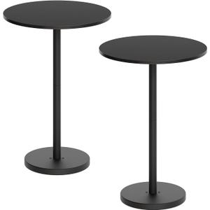 Bar Table, Round Bar Table Set of 2, Counter Height Table, Pub Cocktail Table, Metal Frame, for Bistro, Dining Room, Living Room, Terrace, Black BT05L2BB, Round, 21.7-inch diameter x 39.5-inch height