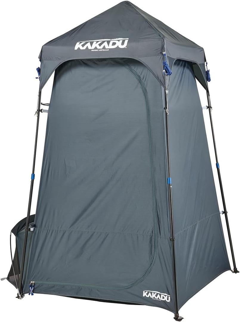 Kakadu Outback Shower Tent, Portable Privacy Shelter, Outdoor Camping Toilet Tent, Changing Room, Sturdy, Easy Setup - with LED Light, Carry Bag, Towel Rod