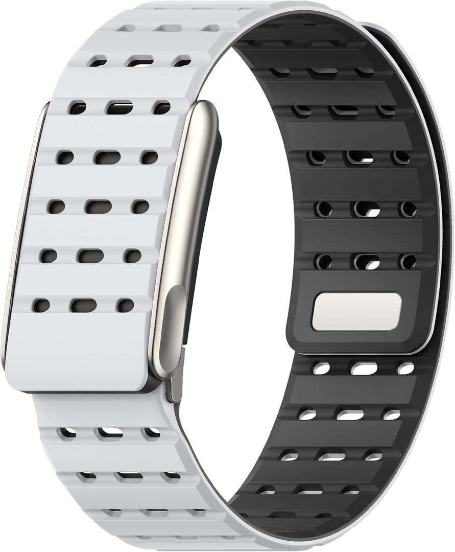 Magnetic Sport Band Compatible with Whoop 5.0 Bands for Men Women, Soft Silicone Breathable Adjustable Waterproof Replacement Wristbands for Whoop 5.0 Band One, Peak and Life [Not for Gen 4] (Light gray/Black)