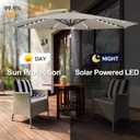FLAME&SHADE 9 FT outdoor umbrella with 40LED lights, solar light patio umbrella with Centre Surround Light, Table Market Umbrella Outdoor Patiofor Deck, Pool, Backyard, Garden (Taupe)