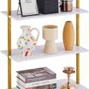 VEVOR Ladder Shelf, 5-Tier Bookshelf 24x11.8in, Open Wall-Mounted Ladder Shelf with Metal Frame,Storage Rack Sundries Holder for Kitchen Bedroom Bathroom Living Room, Gold White