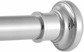 Tension Curtain Rod, Extra Long Outdoor Curtain Rod 43-100 Inch Adjustable, 1.1 Inch Diameter Thick Heavy Duty Black Shower Curtain Rod, Stainless Steel Shower Rod for Bathroom No Drilling, No Rust