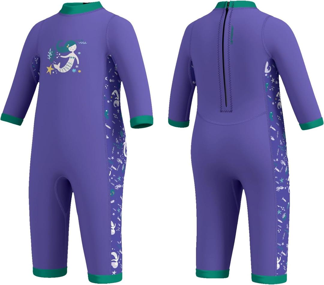 Baby Wetsuit, Neoprene Thermal Swimsuit Keep Warm in Cold Water, Small (5-9 Months), Blue