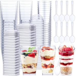 Jerify 150 Pack Plastic Dessert Cups with Lids and Spoons 3 oz Mini Dessert Cups with Spoons 5.4 oz Square Clear Dessert Shooter Cups Parfait Appetizer Cups Disposable Small Mousse Container for Party Jerify 150 Pack Plastic Dessert Cups with Lids and Spoons 3 oz Mini Dessert Cups with Spoons 5.4 oz Square Clear Dessert Shooter Cups Parfait Appetizer Cups Disposable Small Mousse Container for Party