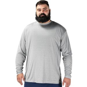BRISIRA Mens Big and Tall UPF 50+ Sun Protection Shirts Cooling Rash Guard Long Sleeve Lightweight Quick Dry Fishing Running (Gray, XXXL)