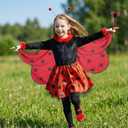 IKALI Girls Ladybug Costume, Halloween Deluxe Animal Fairy Fancy Dress Outfit with Wings (10pcs Set) 7-8 Years