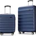 2pcs Anti-scratch ABS Hardside blue luggage Carry-On 20inch and 28inch Lightweight Spinner Suitcase