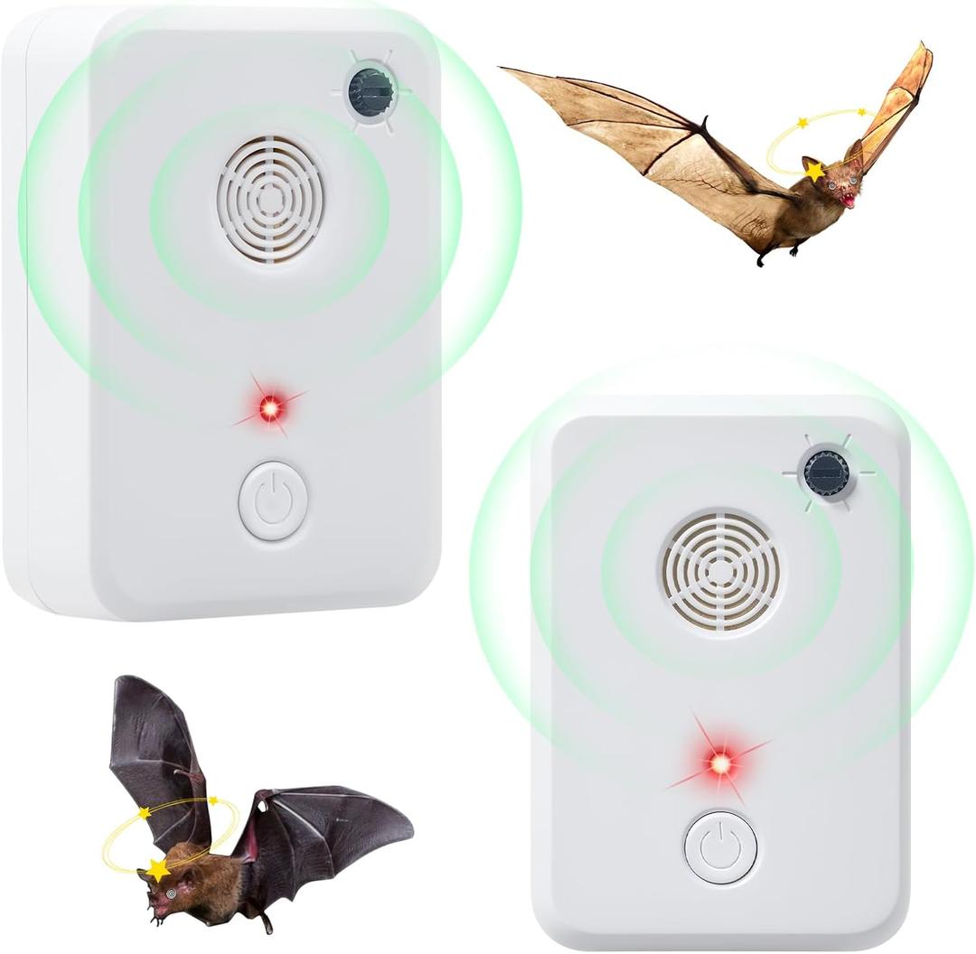 Upgraded Ultrasonic Bat Repellent for Attic, 2 Pcs Bird Repeller Deterrent Devices Indoor Use,Plug in Bats Keep Away Reject Repelling System Removal Exclusion Device for House Porch,Human and Pet Safe