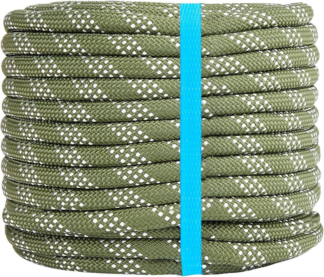 1/2 Inch 150ft Double Braided Polyester Arborist Rope, Heavy Duty Nylon Rope for Anchor, Tree Work, Cargo, Pulling, Sailing(Army Green)