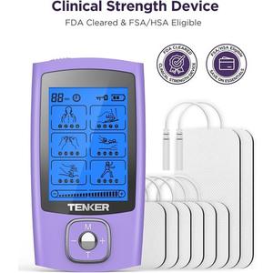 Rechargeable Compact Tens Unit Muscle Stimulator Pulse Massager TENKER Purple US