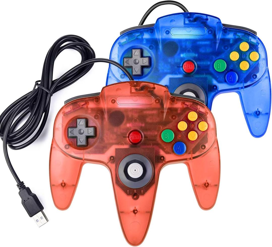 miadore 2 Packs USB Retro Controllers for N64 Gaming, PC Classic N64 Game Pad Joypad for Windows PC MAC Raspberry Pi
