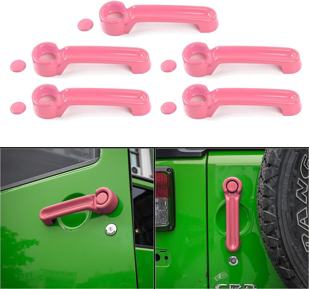 JeCar Door Handle Cover Kits for Jeep Wrangler JK 2007-2018/2008-2012 Jeep Liberty / 2007-2011 Dodge Nitro, Pink