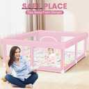 Hiaksedt Large Baby Playpen with Mat 50"x50" Baby Girl Play Pen for Babies and Toddlers, Safe Structure and Soft, Skin-Friendly Fabric with Zipper Gates Pink