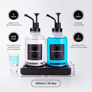 Molimoli Hand Bathroom Soap Dispenser Set, Glass Mouthwash Dispenser for Bathroom, Dish Soap Dispenser for Kitchen Sink, Soap Dispenser Pump, ...
