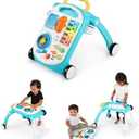 Baby Einstein Musical Mix ‘N Roll Learning Walker, 4-in-1 Push Walker, Activity Center, Toddler Table & Floor Toy, 6-36 Months, Blue