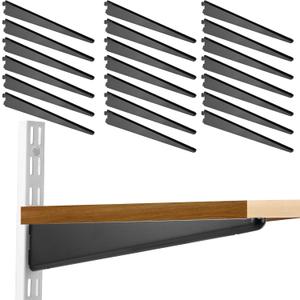 20 Pack Adjustable Wire Shelf Brackets  Heavy-Duty Double-Track Compatible Shelf Supports(Black,11.5 Inch)