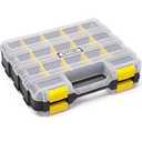 Anyyion Small Parts Organizer, 34-Compartments Double Side parts organizer with Removable Dividers for Hardware, Screws, Bolts, Nails, Beads, Jewelry. (1 PCS, Yellow)