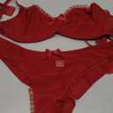 Sexy Mesh Sheer Push Up Lingerie Set for Women Bra and Panty 2 Piece (Small, Wine Red)