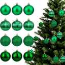 Christmas Balls 2.36 Inch Green Christmas Ornaments Balls Xmas Tree Decoration12PCS Plastic Christmas Ornaments Hanging Ball Decorations Set for Xmas Tree Home Holiday Party Decor