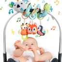 Jollybaby Crib Stroller Car Seat Toys for Baby 0-3-6-9-12 Months, Tummy Time Hanging Sensory Toys for Newborn with Music Box and Teether, Spiral Carseat Toy for Infant Boys Girls Gifts (Grey)