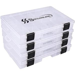 Sougayilang Fishing Tackle Boxes - 3600 3700 Plastic Storage Organizer Box with Removable Dividers - Fishing Tackle Storage - 4 Packs Transparent Tackle Trays