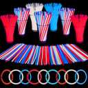 Mega-L 100 PCS Red White and Blue Glow Sticks Bulk 4th of July Decorations, 8" Glowsticks for Parade Floats, Memorial Day, Patriotic Party Supplies with Bracelets & Necklaces for Kids or Adults