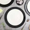 Jinei 100pcs Plastic Charger Plates, 13'' Reusable Dinner Plates with Beaded Edges, Elegant Vintage Style for Weddings, Parties, and Festivals(Black)