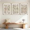 ANHUIB Beige Neutral Floral Canvas Wall Art 16x24 Inch Framed Beige Brown Botanital Wall Decor Large Rustic Farmhouse Wildflower Artwork Vintage Plant Art Prints Set of 3 for Living Room Bedroom Office