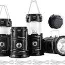 Lichamp Collapsible Portable Solar Camping Lantern, USB Rechargeable LED Flashlight - Survival Kits for Power Outages Hurricane Supplies Emergency, Indoor & Outdoor, 4-Pack