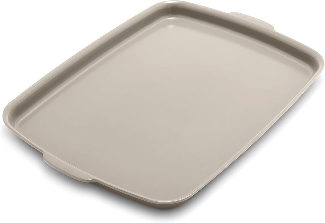 GreenPan Premiere Ovenware Healthy Ceramic Nonstick 18" x 13" Half Rectangular Baking Pan, PFAS-Free, Warp-Free Bakeware, Durable Quick Heating Tray, Oven Safe to 600F, Dishwasher Safe, Taupe, 18" x 13" Half Sheet Pan