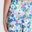 Girls 4'' High Waisted Biker Shorts, Stretchy Athletic Workout Running Shorts for Kids and Teens (Large, Blue Floral)