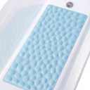 Non-Slip Bathtub Mat OTHWAY Soft Rubber Bathroom Bathmat with Strong Suction Cups (Lake Blue, 16x31.5 inch)