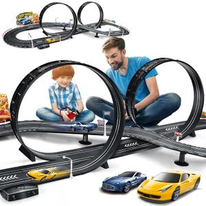 Kids Toy-Electric Powered Slot Car Race Track Set Boys Toys for 6 7 8-12 Years Old Boy Girl Best Gifts (Blue and Yellow Car)