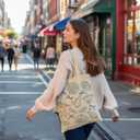 Aesthetic Canvas Tote Bag for Women with Inner Pocket  Cotton Cloth Totes Bag with Pattern (Beach)