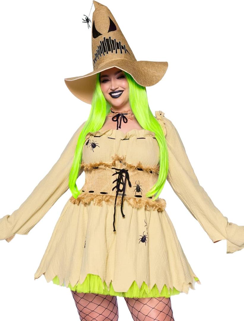 Leg Avenue Women's 3 Pc Bugged Out Baddie Costume with Dress, Choker, Hat (1X/2X)