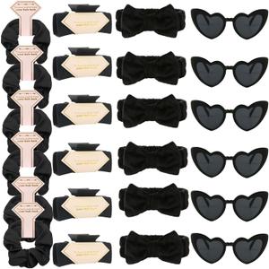 Bridesmaid Scrunchies Proposal Gifts Bachelorette Hair Claws Clips women heart sunglasses for Wedding Party Favors (Black headband 24pcs)