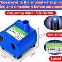 Cat Water Fountain Pump, Pet Water Fountain Pump Compatible Motor, DR-DC160 for Cat Drinking Fountain Cat Water Dispenser Replacement (With LED & Brush)