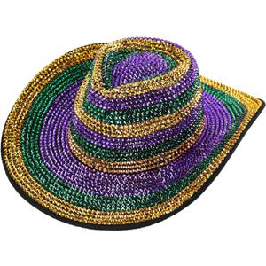 Mardi Gras Baseball Cap Shiny Purple,Green and Gold Rhinestone Baseball Cap for Men,Women Adjustable Baseball Hat