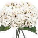 Kimura's Cabin 6pcs Fake Flowers Artificial Silk Hydrangeas Flower Faux Hydrangea with Stems for Wedding Party Bouquets Arrangement Home Table Centerpieces Decoration(Lvory White)