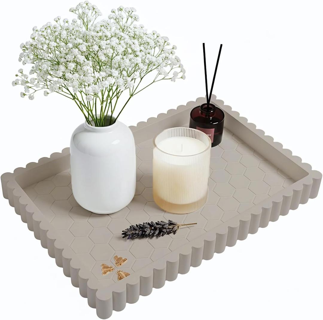 Extra Large Square Concrete Decorative Tray for Coffee Table Tray Decor  Ottoman Tray for Living Room - Bandejas Decorativas  Coffee Table Trays Decorative Centerpiece (Gray)