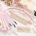 Threehoney 6 Sets Baby Shower Games Pacifiers Necklace and One Handed Wooden Clamp Hanger Game Bridal Shower for Gender Reveal Party Favors Funny Activities Parties(Pink)