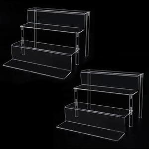 2-Pack Acrylic Perfume Organizer Stand, 4 Tier Cupcake Stand, Clear Display Riser Stand Shelf for Pop Figures, Acrylic Shelves for Cologne Spice Rack Kitchen Vanity