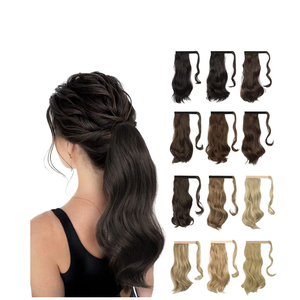 Sofeiyan Curly Ponytail Extension 15 Inch Heat Resistant Synthetic Natural Wavy Hairpiece Wrap Around Pony Tail Hair Extensions for White Black Women Hair Piece, Dark Brown