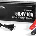 48V 10A LiFePO4 Battery Charger, 58.4V Lithium Battery Charger, Fast Charging, Over-Current and Over-Voltage Protection for 48V Lithium Iron Phosphate Batteries