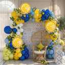 Lemon Royal Blue Yellow Balloon Garland Arch Kit with Lemon Foil Balloons for amalfi last toast on the coast Bachelorette Bridal Shower freshly graduated lemon decor Main Squeeze Party Supplies