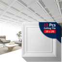 Art3dwallpanels Ceiling Tiles 24 x 24 Drop Ceiling Tiles, 12 Pack Drop in High Grade PVC Wall Panels, Fire Rated, Waterproof, Light Weight, Cover 48 Sq.Ft, White